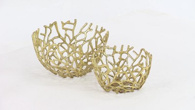 Coastal Gold Aluminum Vine Decorative Bowl Set - 14"x9"