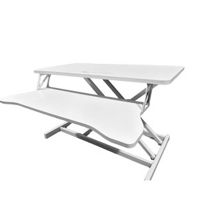 FONTOI 32" Desk Converter, Height Adjustable Sit to Stand Riser with Wide Keyboard Tray Xmas, White, 16.5"*19.8"*32" - 1 of 4