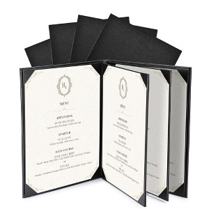 WeChef Restaurant Menu Covers 8.5x11" 4 Page 6 View PU Leather with Angled Corners for Wine List Bar Hotel 5 Pack - 1 of 4
