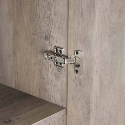 Rustic Gray 2-Door Hinged Wardrobe Closet with Metal Handles