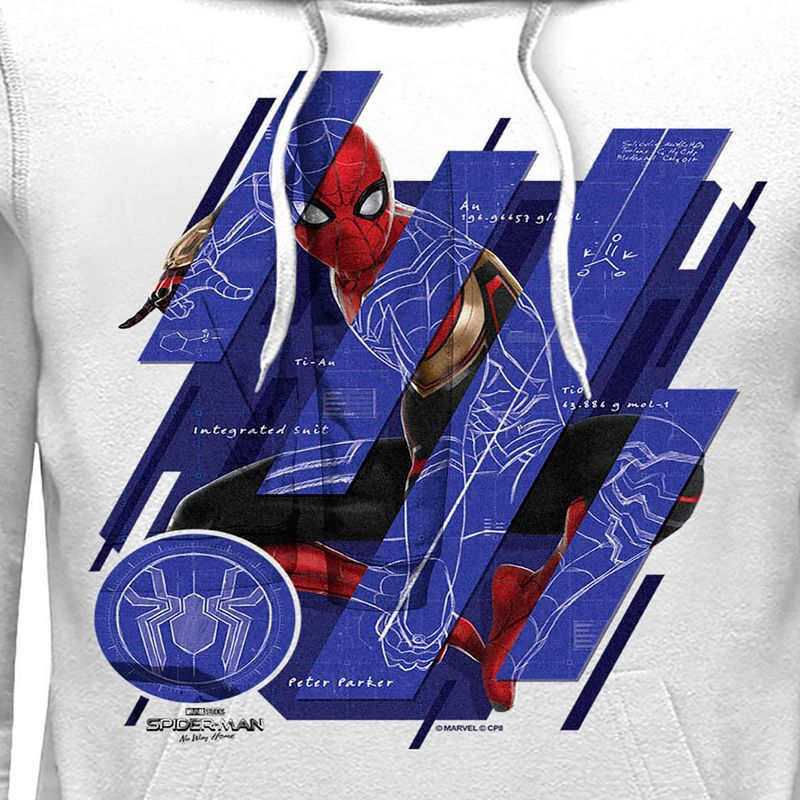 Men's Marvel Spider-Man: No Way Home Suit Blueprint Panels Pull Over Hoodie, 2 of 5