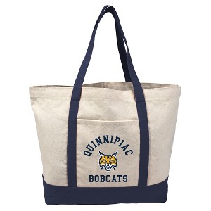 Quinnipiac University Large Logo Canvas Tote Bag With External Pocket, Reusable Shoulder Bag for Shopping, School, Beach - 1 of 4