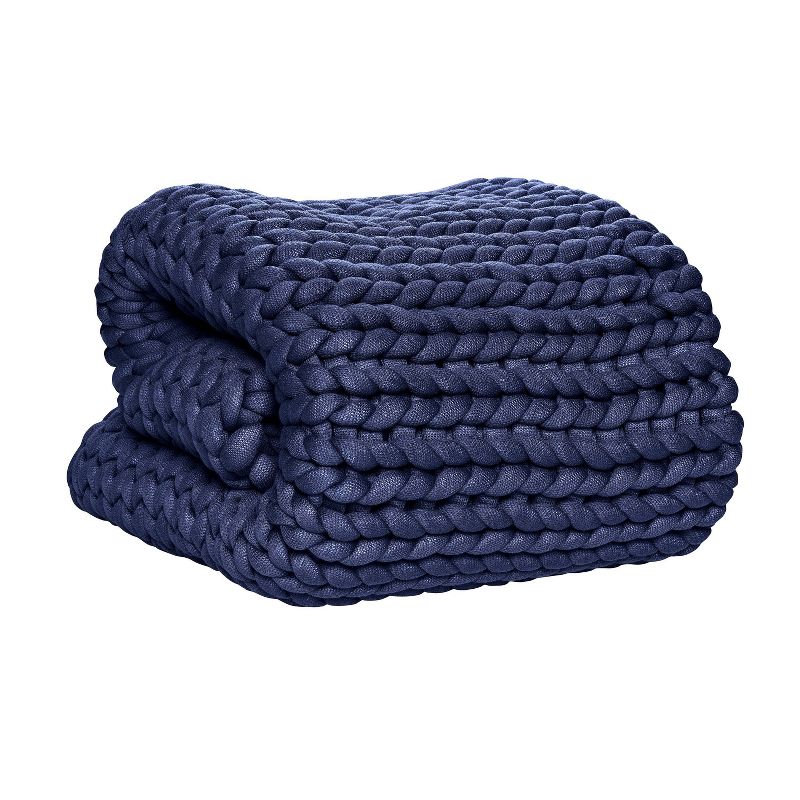 48"x72" 12lbs Chunky Knit Weighted Blanket - Tranquility, 4 of 7