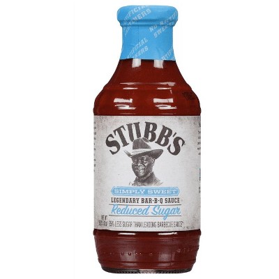 Stubb's Simply Sweet Reduced Sugar BBQ Sauce, 18 oz (Pack of 2)