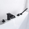 SUMERAIN Waterfall Roman Tub Faucet Black Deck Mount Bath Tub Filler with Hand Shower, High Flow - 3 of 4