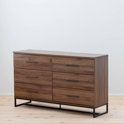 brookside emery walnut 6-drawer dresser