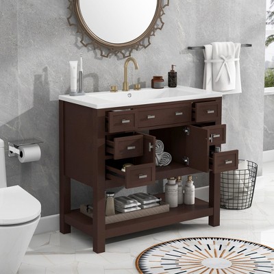 Kleankin Pedestal Under Sink Cabinet With Double Doors, Modern Bathroom  Vanity Storage Unit With Shelves, White : Target