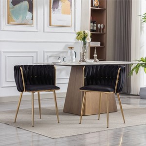 Kumasinova Modern Golden Metal Frame Dining Chairs with Luxury Velvet Fabric,Chic Accent Chairs Club Chair for Kitchen&Dining Room,300lbs Max - 1 of 4