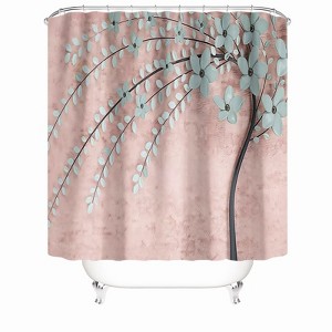 Pink Background Flowers Shower Curtains for Bathroom Waterproof Fabric Bath Curtain Durable Soft Stylish Bathroom Decor 72x72 Inch - 1 of 1