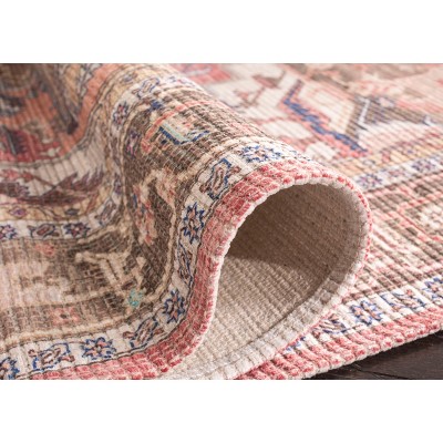 Ivory and Rust Cotton Chenille Flat Woven Area Rug 3' x 5'
