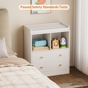 Baby Dresser With Changing Table Top, 2 Drawer Nursery & Changing Station With Changing Pad, Sturdy Wooden Baby Changing Table Dresser for Nursery - 1 of 4
