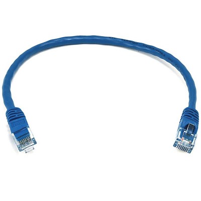 Monoprice Cat6 Ethernet Patch Cable - 1 Feet - Blue | Network Internet Cord - RJ45, Stranded, 550Mhz, UTP, Pure Bare Copper Wire, 24AWG