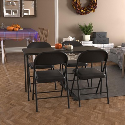 Sleek Black 20" x 48" Vinyl-Top Foldable Utility Table