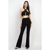 Slickblue Women's Halter Crop Top and Leggings Set, Stretch Fit, 2 Piece Outfit, Flared Pants, Black/Coco, Size S-L - 2 of 4