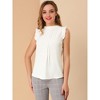 INSPIRE CHIC Women's Ruffled Curved Hem Business Office Vintage Sleeveless Blouse - 3 of 4