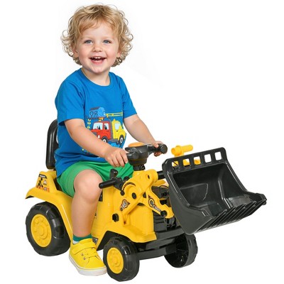 HOMCOM Kids Ride on Truck with Horn, Under Seat Storage, Sit and Scoot Pretend Play Toy Construction Car for Ages 18-48 Months