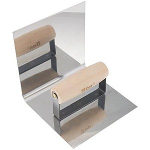 Bon Tool 12-472 Base Tool - Stainless Steel 6-inch X 6-inch - 1/2-inch Radius 6-inch Lip Wood Handle - 1 of 2