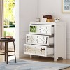 Famapy Modern Glam White Nightstand,3 Mirror - Front Drawers with Decorative Cutouts & Metal Knobs,End Table/Coffee Table - 3 of 4