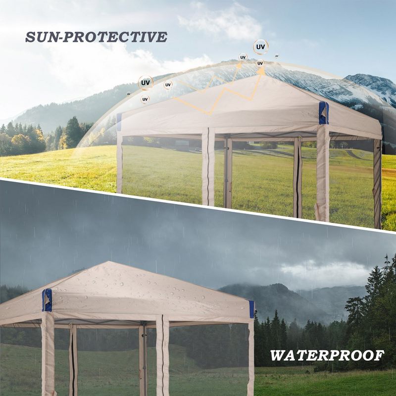 Aoodor 10' x 10' Pop Up Canopy Tent with Removable Mesh Sidewalls, Portable Instant Shade Canopy with Roller Bag, 5 of 8