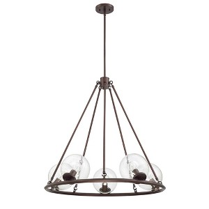 Luminance Messier 5-Light Chandelier, Clear Seeded Glass Globe,  Provincial Bronze - 1 of 3