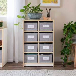 Guidecraft EdQ 8 Cubby Bin Storage Organizer 30": Wooden Cube Shelving, Toy Organizer Bookshelf for School and Home with Bins - 1 of 4