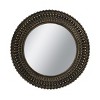 26.5 Inch Round Black And Gold Wooden Accent Mirror With Woven Texture Home Decor- The Pop Home - 2 of 4