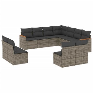 vidaXL Garden Sofa Set Grey PE rattan, Powder-Coated Steel - 1 of 4