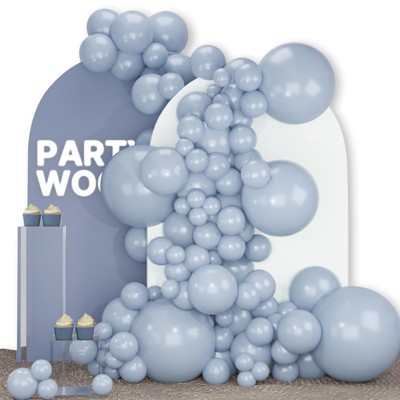 PartyWoo Balloons Light Blue Grey Boho Pale 18 12 10 5 Inch 142 pcs