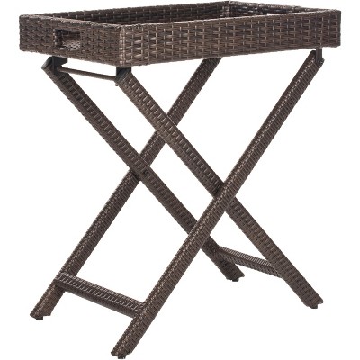 Bardia Brown Rattan Rectangular Folding Tray Table