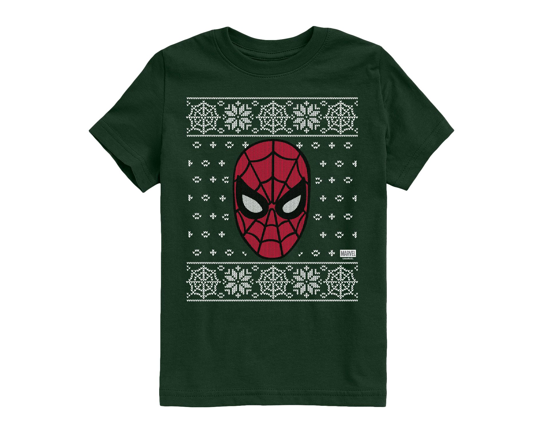 Boys' Marvel Spiderman Sweater Short Sleeve Graphic T-Shirt - Forest Green - Medium
