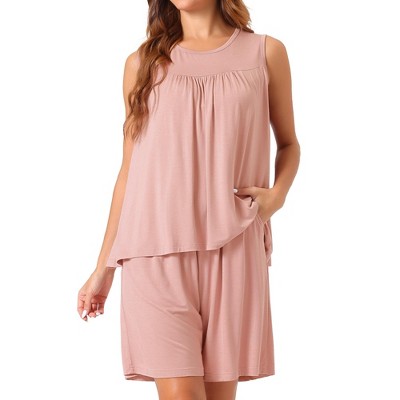 cheibear Women's Cotton High Stretch Tank Top with Shorts 2 Piece Pajama