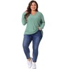 Agnes Orinda Women's Plus Size Long Sleeve Hollow Out V Neck Blouse - 3 of 4