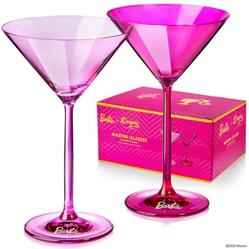 Barbie X Dragon Glassware 8 Oz Martini Glasses Pink And Magenta Crystal Set Of 2 Target