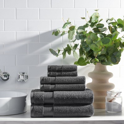 Dark Gray Cotton Hand and Washcloth Set for Kids