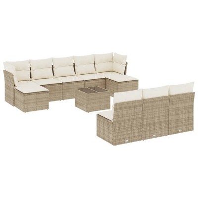 vidaXL Garden Sofa Set Beige, Cream White