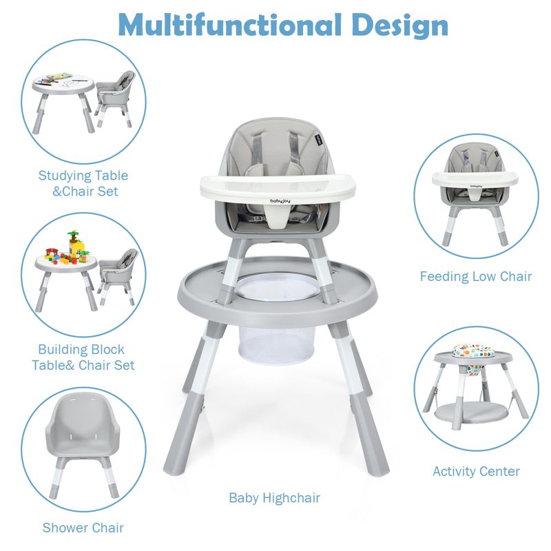 Infans 6 in 1 Baby High Chair Infant Activity Center w/ Height Adjustment, 5 of 8