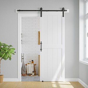 SMARTSTANDARD 84 in. Height White MDF Solid Core Interior Sliding Barn Door with Hardware Kit - 1 of 4