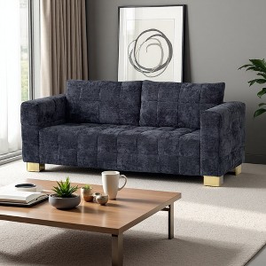 3-Seater Chenille Deep-Seat Sofa with Wide Armrests & Stainless-Steel Legs - 1 of 4