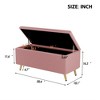 38.4 Inch Storage Bench, Upholstered End Of Bed Bench Ottoman, Corduroy Footrest Stool With Metal Legs, Entryway Ottoman Bench for Living Room - 3 of 4