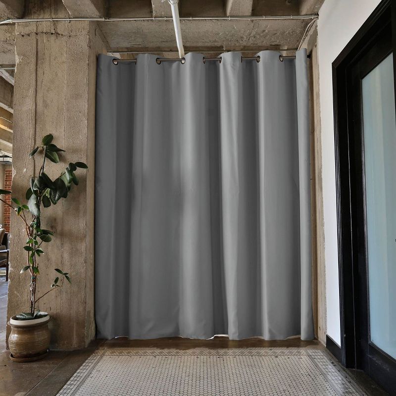 Room Dividers Now Tension Rod Room Divider Kit 8ft Tall x 4ft - 6ft 8in Wide - Midnight Black (With Curtains), 3 of 6