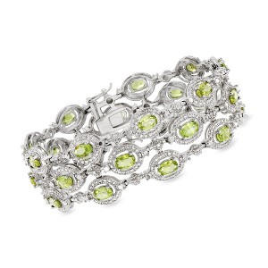 Ross-Simons 10.00 ct. t.w. Peridot Bracelet With Diamond Accents in Sterling Silver Size 7 - 1 of 3