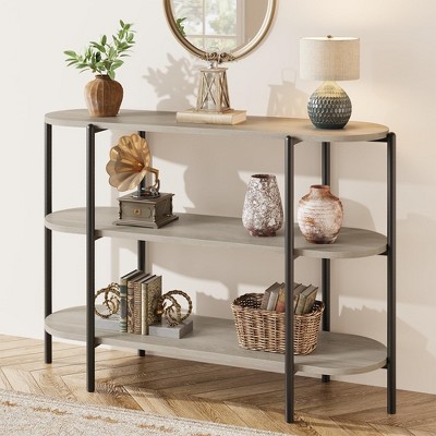 Whizmax Entryway Console Table, 3 Tier Industrial Metal Sofa Table, Behind Couch Table, Farmhouse Hallway Table for Entry, Living Room, Kitchen