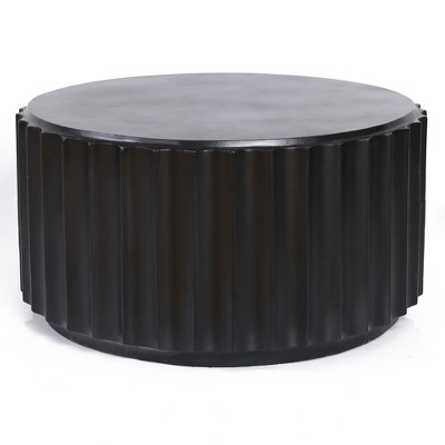 LuxenHome Black Cement Round Coffee Table