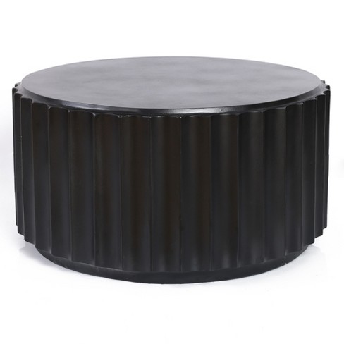 LuxenHome Black Cement Round Coffee Table - image 1 of 4