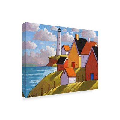 "Lighthouse Cottage Hillside View" Outdoor Canvas