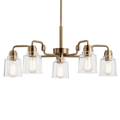 Weathered Brass 30" 5-Light Chandelier with Clear Glass