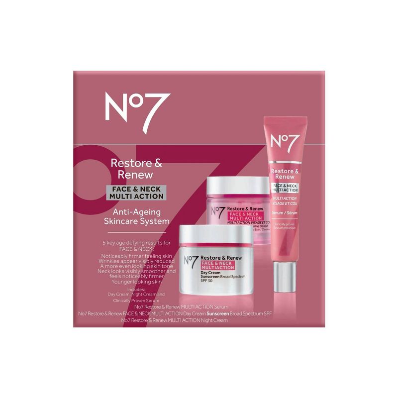 No7 Restore &#38; Renew Multi Action Face &#38; Neck Skincare System - 3ct, 1 of 11