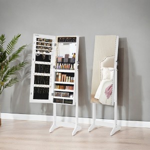 Standing Mirror Jewelry Cabinet, Jewelry Armoire Box with Full-Length Frameless LED Lights and Storage - 1 of 4