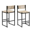 Resenkos Counter Bar Stools, Counter Stool,Set of 2 Woven Bar Stools with Backrest Paper Rope Weave Dining Chairs(Style B Black & Creamy White) - 4 of 4
