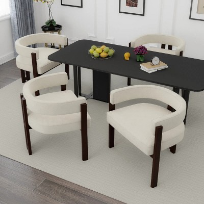 Dining Chair Set Of 4,Teddy Upholstered Armchair With 3 Legs,Barrel Dining Chair,Side Chairs,Accent Chair For Living Room-Cuddlewood